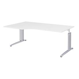 Hoekbureautafel BARI, 90°, vorm A, hoek links, C-poot, B 2000 x D 800 mm, wit