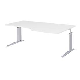 Hoekbureautafel BARI, 90°, vorm A, hoek rechts, C-poot, B 2000 x D 1000 mm, wit