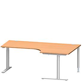 Schäfer Shop Genius hoekbureau MODENA FLEX 90°, aanbouw rechts, C-poot ronde buis, B 2000 mm beuken/wit