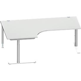 Schäfer Shop Genius hoekbureau MODENA FLEX 90°, aanbouw links, C-voet ronde buis, B 2000 mm, lichtgrijs