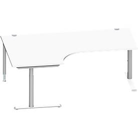 Schäfer Shop Genius hoekbureau MODENA FLEX 90°, bevestiging links, C-voet ronde buis, B 2000 mm, wit/wit