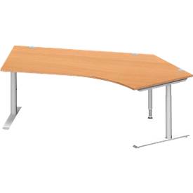 Schäfer Shop Genius schuin bureau MODENA FLEX 135°, aanbouw rechts, C-voet ronde buis, B 2165 mm, beuk