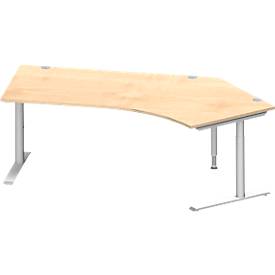 Schäfer Shop Genius hoekbureau MODENA FLEX 135°, aanbouw rechts, C-voet ronde buis, B 2165 mm, esdoorn