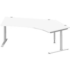 Schäfer Shop Genius hoekbureau MODENA FLEX 135°, aanbouw rechts, C-voet ronde buis, B 2165 mm, wit