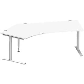 Schäfer Shop Genius hoekbureau MODENA FLEX 135°, bevestiging links, C-voet ronde buis, B 2165 mm, wit
