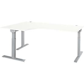 Schäfer Shop Select ERGO-T 2.0 hoekbureau, 90° hoek, aanbouw links, T-voet, B 2000 x D 1200/800 x H 675-895 mm, alu wit/wit