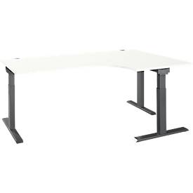 Schäfer Shop Select ERGO-T 2.0 hoekbureau, 90° hoek, aanbouw rechts, T-voet, B 2000 x D 1200/800 x H 675-895 mm, wit/antraciet