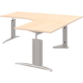 Hoekbureautafel BARI, 90°, hoek rechts, C-poot, B 1800 x D 800 mm, esdoornpatroon