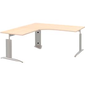 Hoekbureautafel BARI, 90°, hoek links, C-poot, B 1800 x D 1800 mm, esdoornpatroon