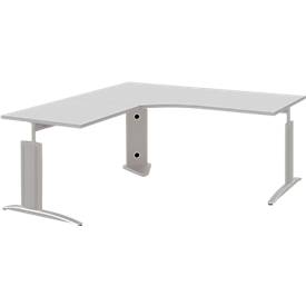 Hoekbureautafel BARI, 90°, hoek links, C-poot, B 1800 x D 1800 mm, lichtgrijs