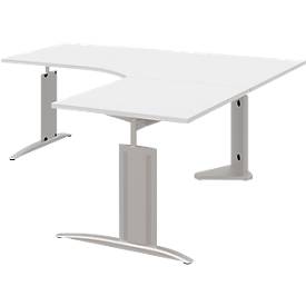 Hoekbureautafel BARI, 90°, hoek rechts, C-poot, B 1800 x D 800 mm, wit