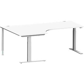 Schäfer Shop Genius hoekbureau MODENA FLEX 90°, C-voet rechthoekige buis, B 2000 mm, bevestiging links, wit/wit aluminium