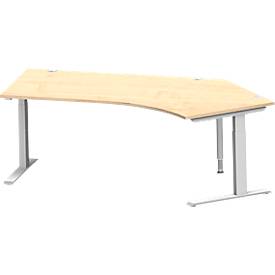 Schäfer Shop Genius hoekbureau MODENA FLEX 135°, aanbouw rechts, C-voet rechthoekige buis, B 2165 mm, ahorn/wit