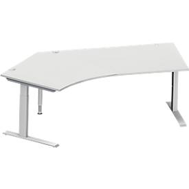 Schäfer Shop Genius hoekbureau MODENA FLEX 135°, bevestiging links, C-voet rechthoekige buis, B 2165 mm, lichtgrijs
