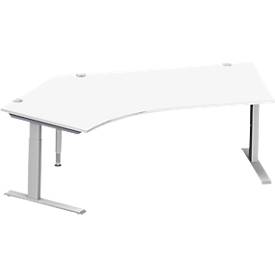 Schäfer Shop Genius hoekbureau MODENA FLEX 135°, bevestiging links, C-voet rechthoekige buis, B 2165 mm, wit/wit