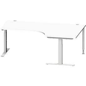 Schäfer Shop Genius Schäfer Shop  Genius Hoekbureautafel MODENA FLEX 90°, T-poot rechthoekige buis, B 2000 mm, aanbouw rechts, wit/blank aluminium