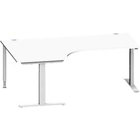 Schäfer Shop Genius Schäfer Shop  Genius Hoekbureautafel MODENA FLEX 90°, T-poot rechthoekige buis, B 2000 mm, aanbouw links, wit/blank aluminium