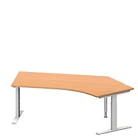Schäfer Shop Genius Schäfer Shop  Genius Hoekbureautafel MODENA FLEX 135°, T-poot rechthoekige buis, B 2165 mm, aanbouw rechts, beuken/blank aluminium