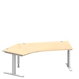 Schäfer Shop Genius Schäfer Shop  Genius Hoekbureautafel MODENA FLEX 135°, T-poot rechthoekige buis, B 2165 mm, aanbouw links, esdoorn/blank aluminium