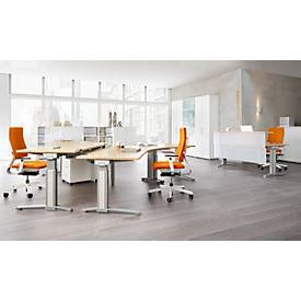 Schäfer Shop Genius Schäfer Shop  Genius Bureautafel 135° PLANOVA ergoSTYLE, aanbouw links, handm. in hoogte verstelbaar, B 2165 x D 800 mm, esdoornpatroon/blank aluminium