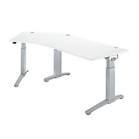 Schäfer Shop Genius Schäfer Shop  Genius Bureautafel 135° PLANOVA ergoSTYLE, aanbouw links, handm. in hoogte verstelbaar, B 2165 x D 800 mm, wit/blank aluminium