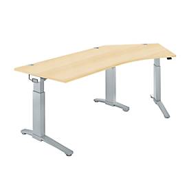 Schäfer Shop Genius Schäfer Shop  Genius Bureautafel 135° PLANOVA ergoSTYLE, aanbouw rechts, handm. in hoogte verstelbaar, B 2165 x D 800 mm, esdoornpatroon/blank aluminium