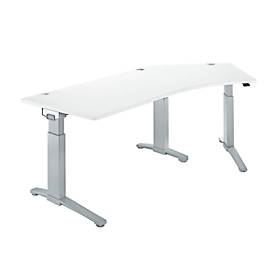 Schäfer Shop Genius Schäfer Shop  Genius Bureautafel 135° PLANOVA ergoSTYLE, aanbouw rechts, handm. in hoogte verstelbaar, B 2165 x D 800 mm, wit/blank aluminium