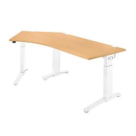 Schäfer Shop Genius Schäfer Shop  Genius Bureautafel 135° PLANOVA ergoSTYLE, aanbouw links, handm. in hoogte verstelbaar, B 2165 x D 800 mm, beukenpatroon/wit