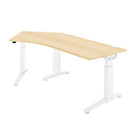 Schäfer Shop Genius Schäfer Shop  Genius Bureautafel 135° PLANOVA ergoSTYLE, aanbouw links, handm. in hoogte verstelbaar, B 2165 x D 800 mm, esdoornpatroon/wit