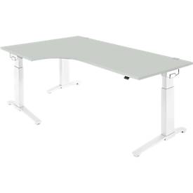Schäfer Shop Genius Schäfer Shop  Genius Hoekbureautafel 90° PLANOVA ERGOSTYLE, aanbouw links, handmatig in hoogte verstelbaar, B 2000 mm, lichtgrijs/wit