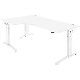 Schäfer Shop Genius Schäfer Shop  Genius Hoekbureautafel 90° PLANOVA ERGOSTYLE, aanbouw links, handmatig in hoogte verstelbaar, B 2000 mm, wit/wit