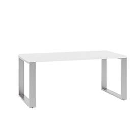 Bureautafel QUANDOS BOX, slede onderstel, rechthoek, B 1600 x D 800 x H 720 - 820 mm, wit