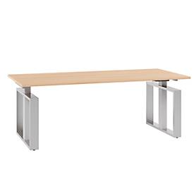 Bureautafel QUANDOS BOX, slede onderstel, rechthoek, B 2000 x D 900 x H 720 - 820 mm, kersen-Romana