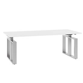 Bureautafel QUANDOS BOX, slede onderstel, rechthoek, B 2000 x D 900 x H 720 - 820 mm, wit