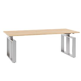 Bureautafel QUANDOS BOX, slede onderstel, rechthoek, B 2000 x D 900 x H 720 - 820 mm, eik masonic
