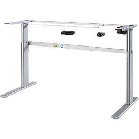 Standaard tafelframe, voor bureaubreedtes 1200-1800 mm, elektrisch in hoogte verstelbaar, H 725-1185 mm, C-voet, blank aluminium