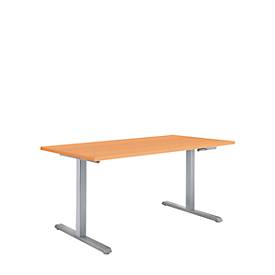 Zit-/stawerkplek met zwengel Multiflex, in hoogte verstelbaar, B 1200 mm, beukenpatroon/blank aluminium