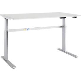 Schäfer Shop Select Schäfer Shop  Select Bureautafel Moxxo IQ, elektrisch in hoogte verstelbaar, rechthoek, C-poot, B 1600 x D 800 x H 725-1185 mm, lichtgrijs/blank aluminium