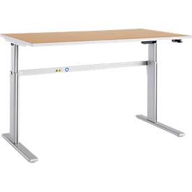 Schäfer Shop Select Schäfer Shop  Select Bureautafel Moxxo IQ, elektrisch in hoogte verstelbaar, rechthoek, C-poot, B 1600 x D 800 x H 725-1185 mm, beukenpatroon/blank aluminium