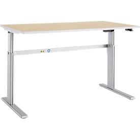 Schäfer Shop Select Schäfer Shop  Select Bureautafel Moxxo IQ, elektrisch in hoogte verstelbaar, rechthoek, C-poot, B 1600 x D 800 x H 725-1185 mm, esdoornpatroon/blank aluminium