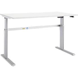 Schäfer Shop Select Schäfer Shop  Select Bureautafel Moxxo IQ, elektrisch in hoogte verstelbaar, rechthoek, C-poot, B 1600 x D 800 x H 725-1185 mm, wit/blank aluminium