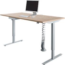 Schäfer Shop Select Bureau Start Off - elektrisch in hoogte verstelbaar - T-poot – L 1600 x B 800 x H 705/1205 mm – eiken decor/wit aluminium + lade + kabelspiraal