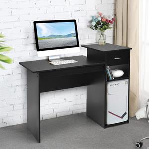 Costway Computer Bureau Houten pc Laptop Bureau Moderne Eenvoudige Stijl Schrijftafel met Opberglades & Planken 108 x 50,5 x 82 cm