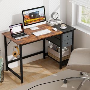 Costway Bureau met 2 Laden 120 cm Lange Computertafel met Hoofdtelefoonhaak en Opbergvak Grote PC-Tafel Werktafel voor Kantoor Thuis
