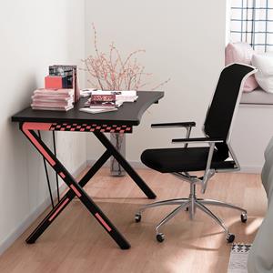Costway Gamingtafel Bureau met Koolstofvezelcoating Ergonomische PC-Tafel Gamer Computertafel voor Gaming Werken en Studeren Zwart