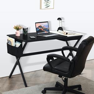 Costway Computer Bureau 120cm Kubieke Lade Zij Opbergzak voor Kantoor Slaapkamer Woonkamer Zwart Wit 120 x 60 x 73,5cm
