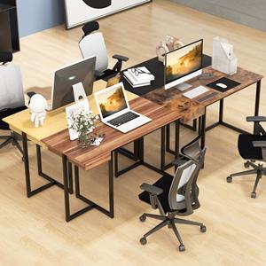Costway Computerbureau 120cm Lade Metalen Frame Verstelbare Voetsteun Modern Bureau voor Kantoor Woonkamer Bruin/Naturel/Notenhout