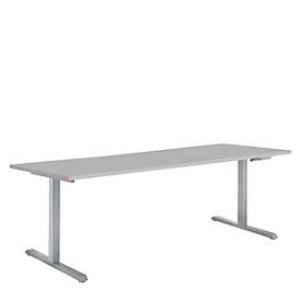 Zit-/stawerkplek met zwengel Multiflex, in hoogte verstelbaar, B 1600 mm, lichtgrijs/blank aluminium