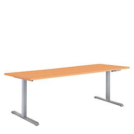 Zit-/stawerkplek met zwengel Multiflex, in hoogte verstelbaar, B 1600 mm, beukenpatroon/blankaluminium