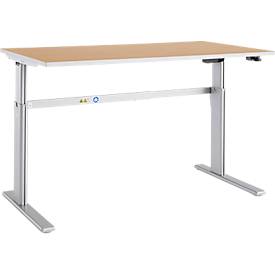 Schäfer Shop Select Schäfer Shop  Select Bureautafel Moxxo IQ, elektrisch in hoogte verstelbaar, rechthoek, C-poot, B 1800 x D 800 x H 725-1185 mm, beukenpatroon/blank aluminium